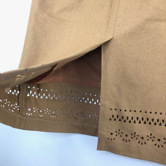 Neiman Marcus Camel Colored Laser Cut Pencil Skirt - Picture 5 of 7
